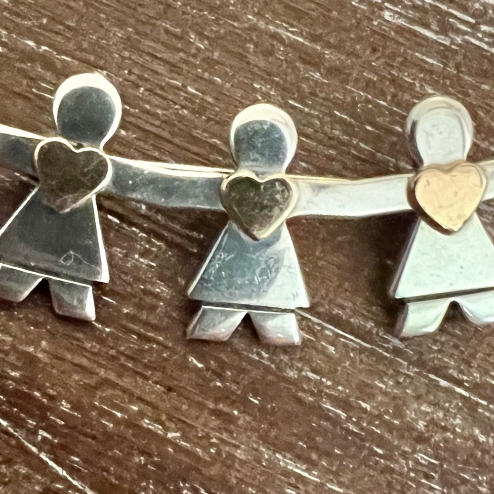 Naldo sterling Silver and Gold Heart Charm Brooch.